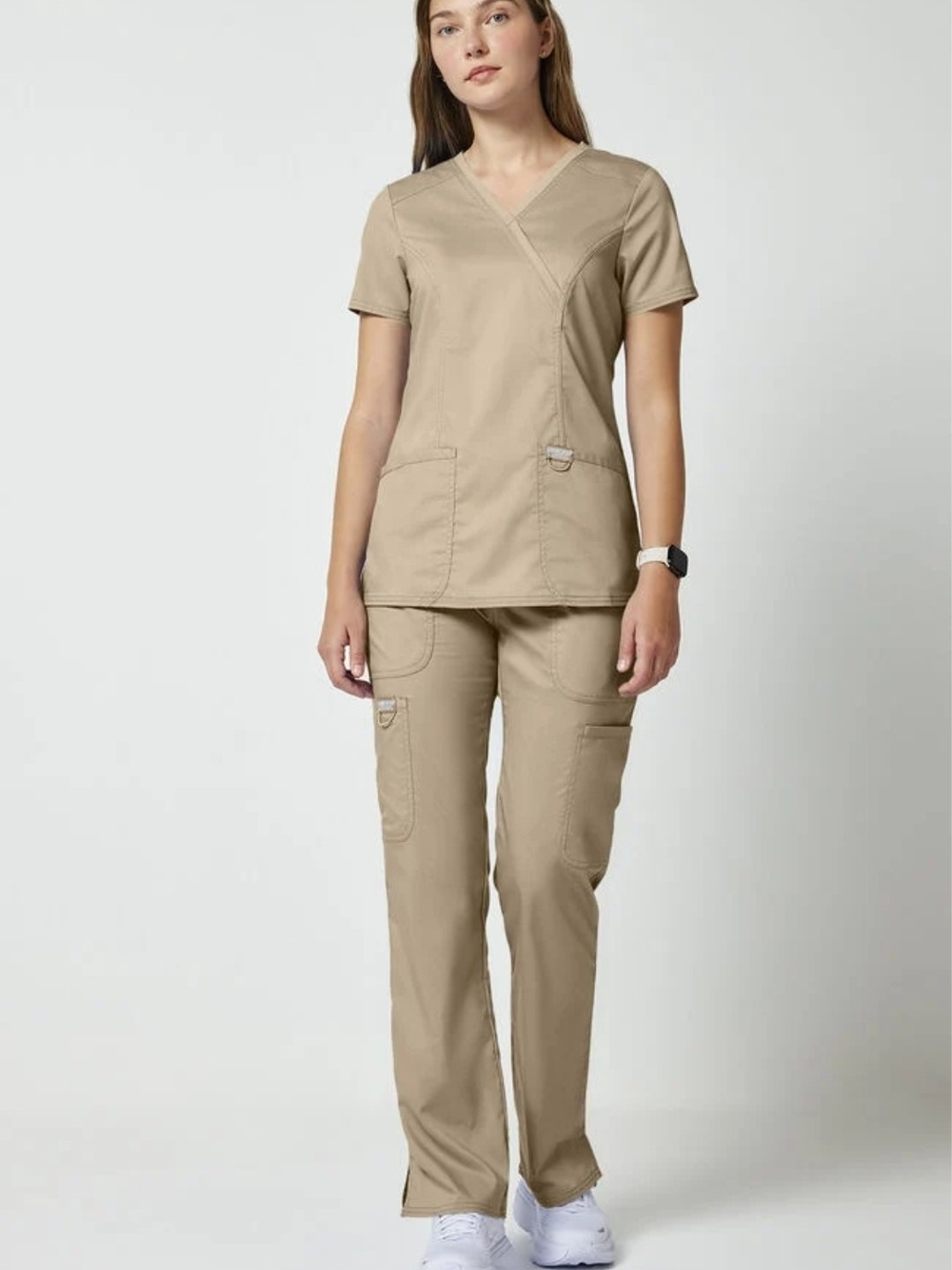 Women's Khaki/Beige Scrub Set, Size 4X
